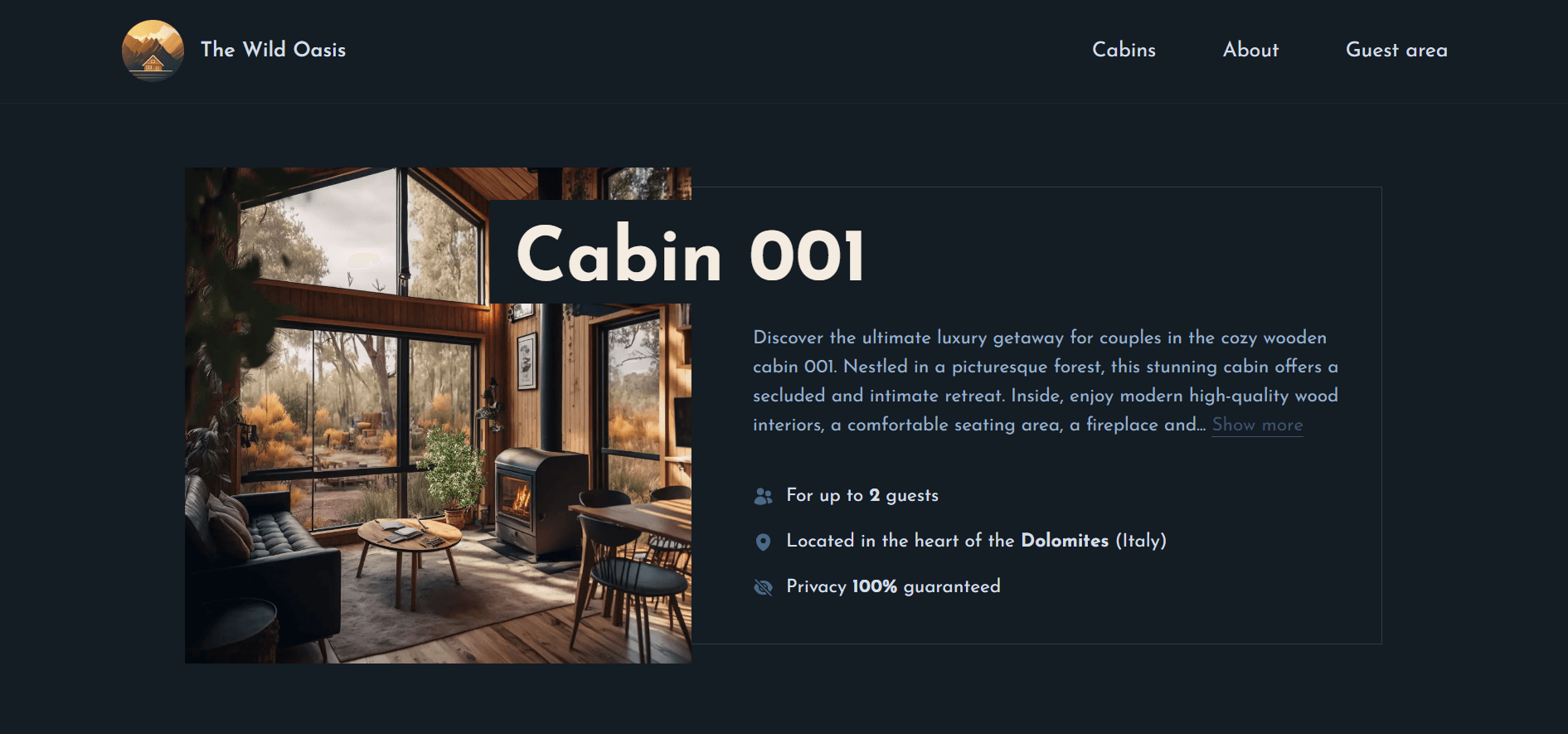 The Wild Oasis Website